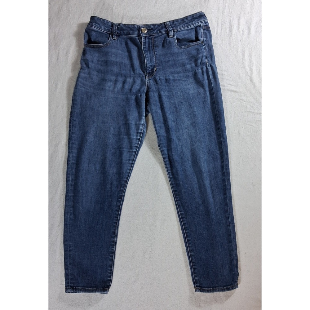 American Eagle Next Level Stretch Slim Straight Jeans Womens 14 Short Blue Denim